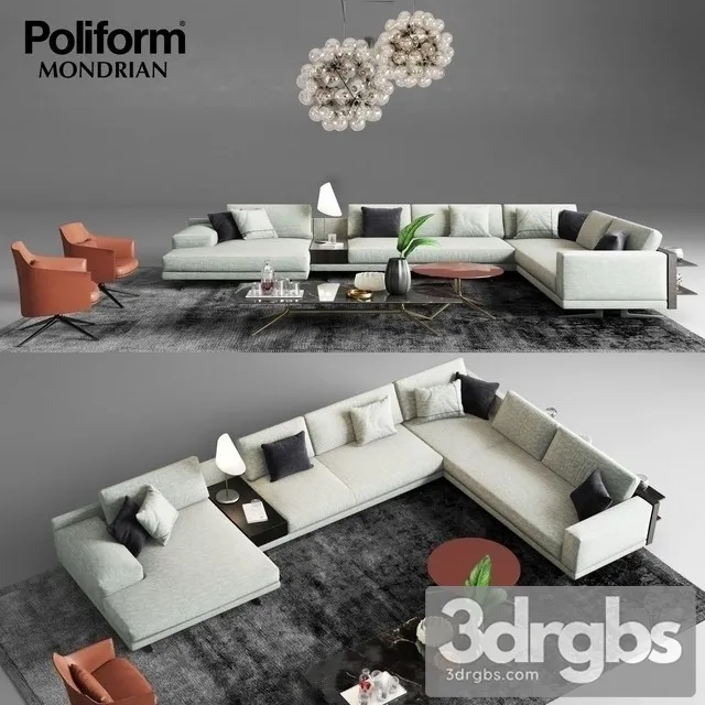 Poliform Mondrian Sofa Set  3D Model Free