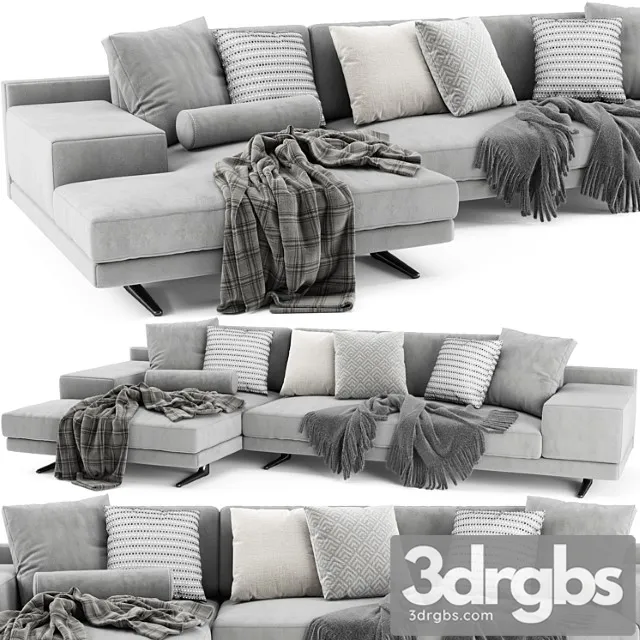 Poliform mondrian with chaise longue 2 3D Model Free