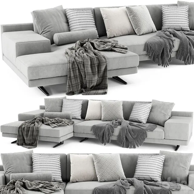 Poliform Mondrian With Chaise Longue 3D Model