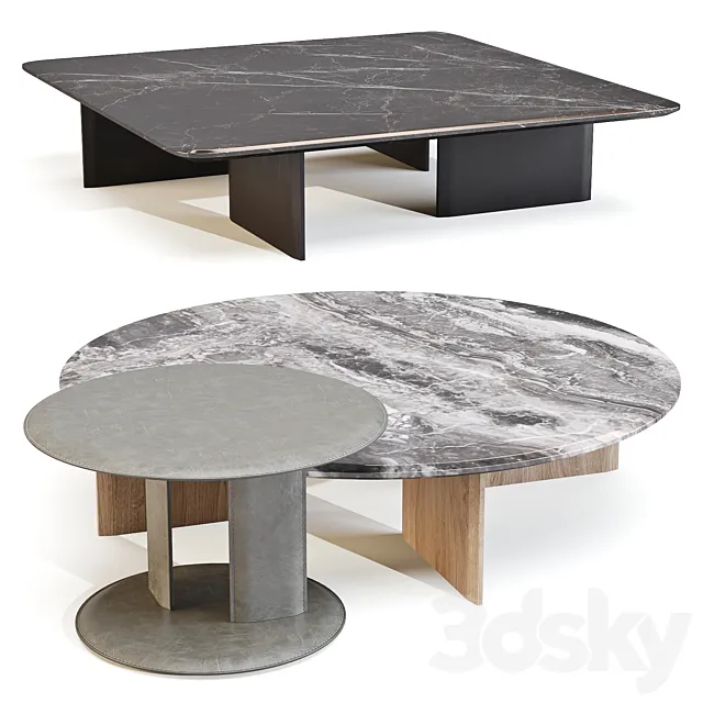 Poliform: Mush - Coffee and Side Table Set 01 3D Model