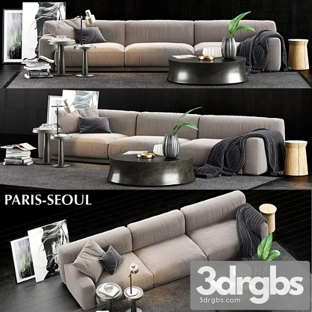 Poliform paris seoul sofa 1 2 3D Model Free