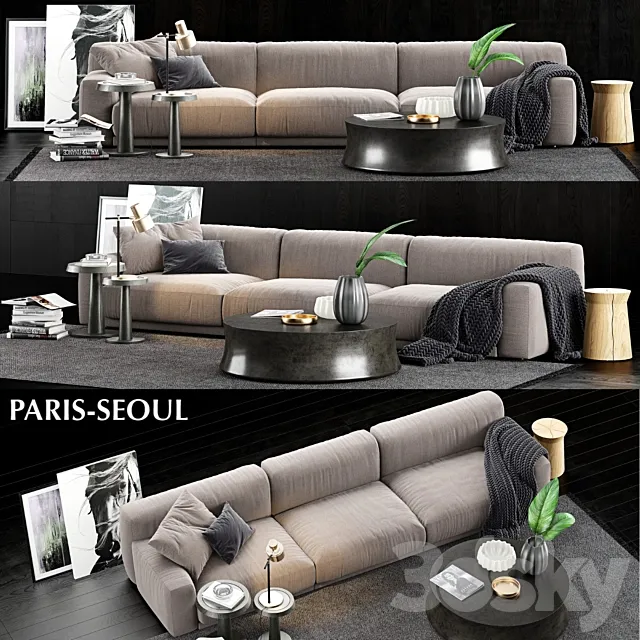 Poliform Paris Seoul Sofa 1 3D Model
