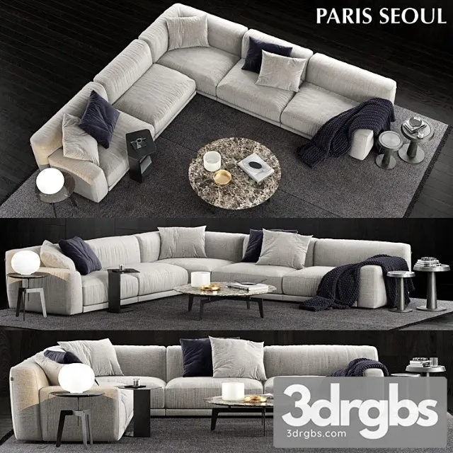 Poliform Paris Seoul Sofa 3 2 3D Model Free