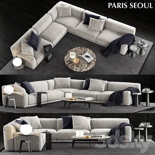Poliform Paris Seoul Sofa 3 3D Model