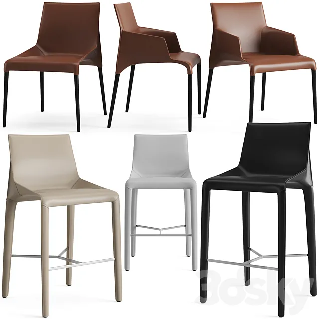Poliform Seattle Dining Chair And Bar Stool 3DModel