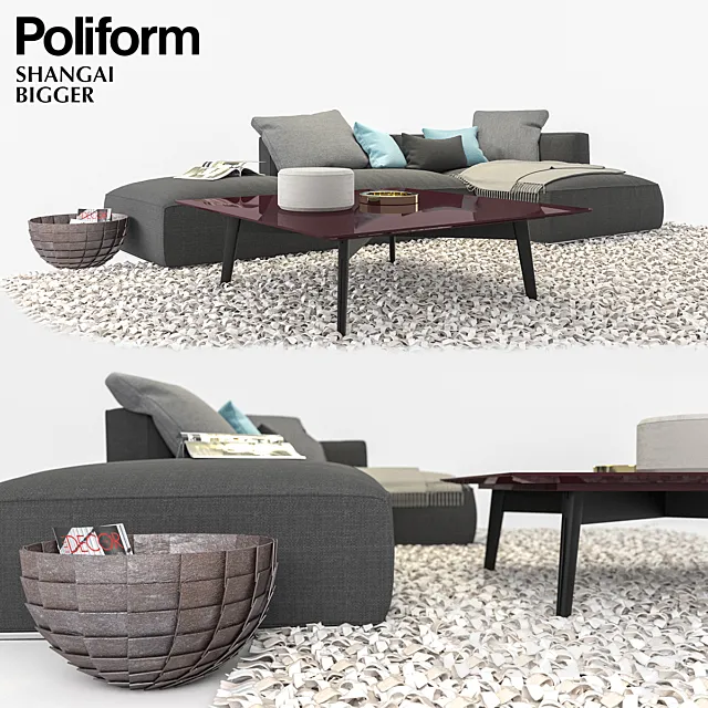 Poliform Shangai sofa set 3D Model