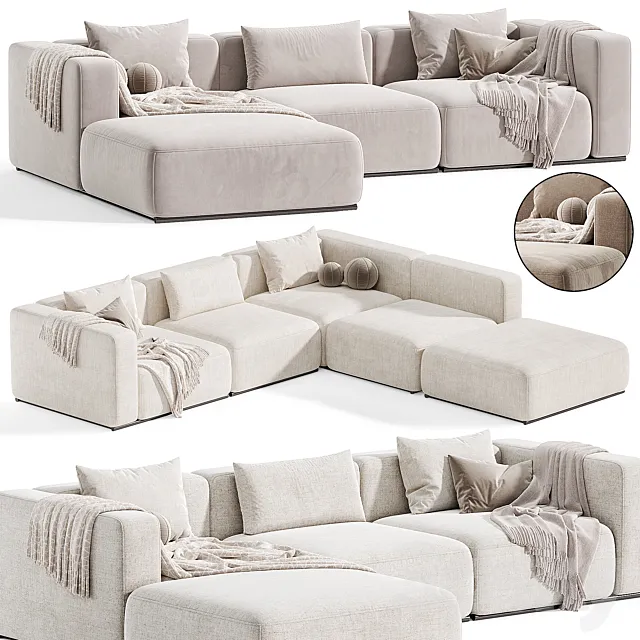 Poliform Shanghai Chaise Sofa By Poliform 3D Model
