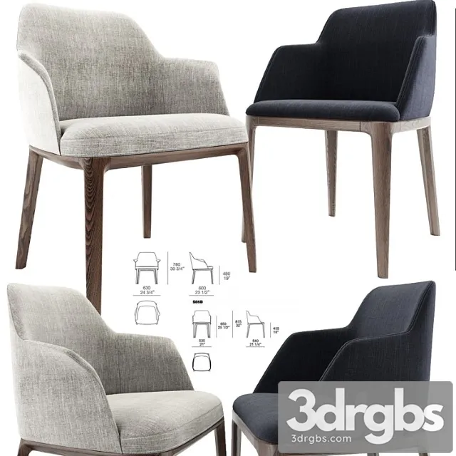Poliform Sophia And Grace Arm Dining Chair 3D Model Free