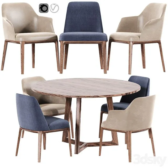 Poliform Sophie And Grace Dining Set 3D Model