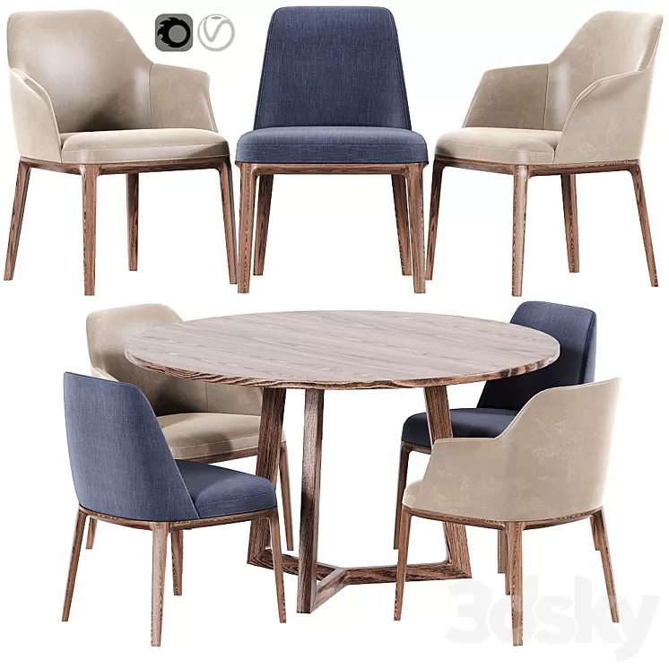 Poliform Sophie And Grace Dining Set 3D Model