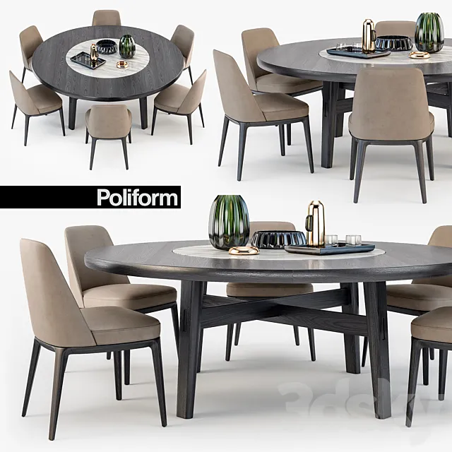 Poliform Sophie chair Home Hotel table 3DModel