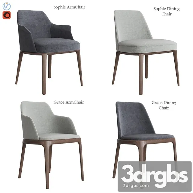 Poliform sophie & grace chair set 2 3D Model Free
