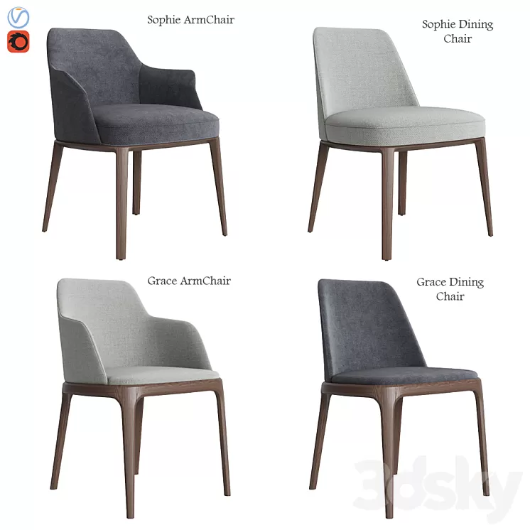 Poliform Sophie & Grace Chair Set 3D Model