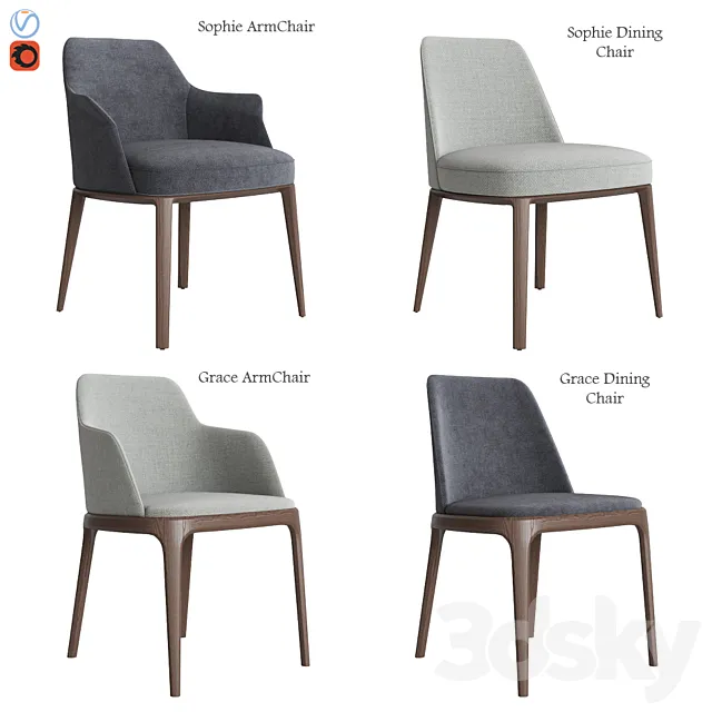 Poliform Sophie & Grace Chair Set 3DModel