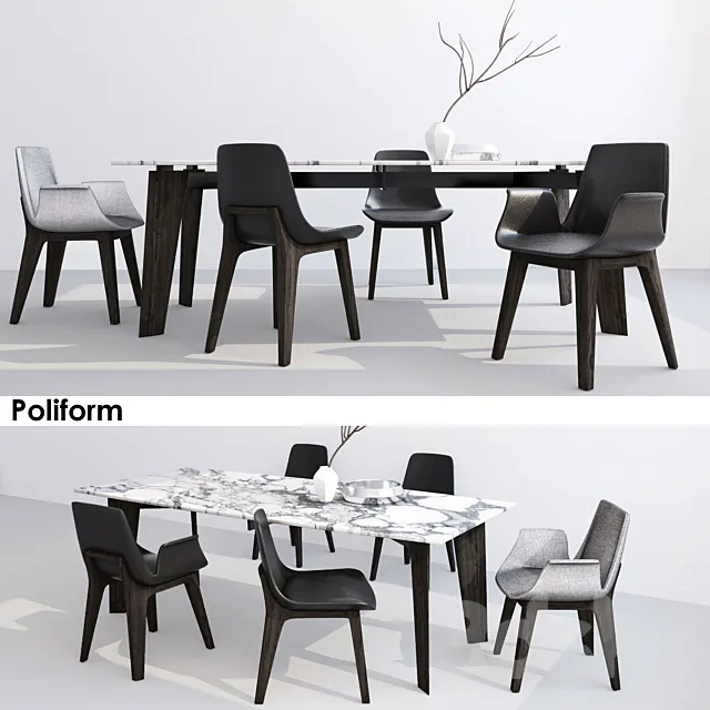 Poliform table HOWARD. chairs VENTURA s16. s17 3DModel