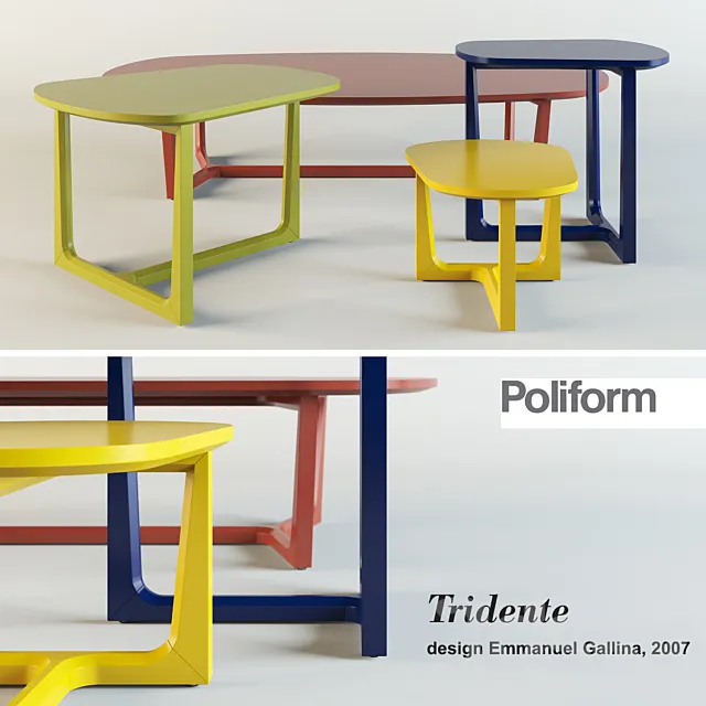 Poliform Tridente. Coffee tables 3D Model