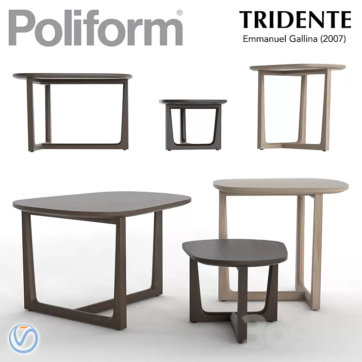 Poliform Tridente Table set 3D Model