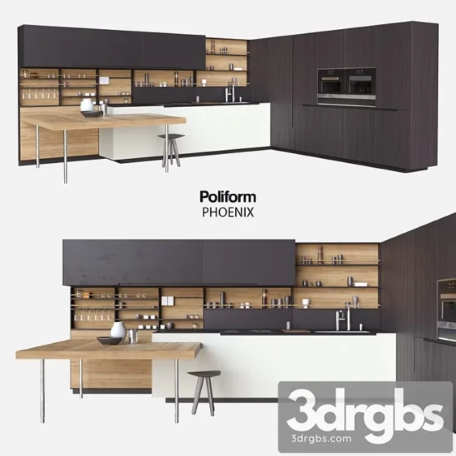 Poliform varenna kitchen phoenix 3D Model Free