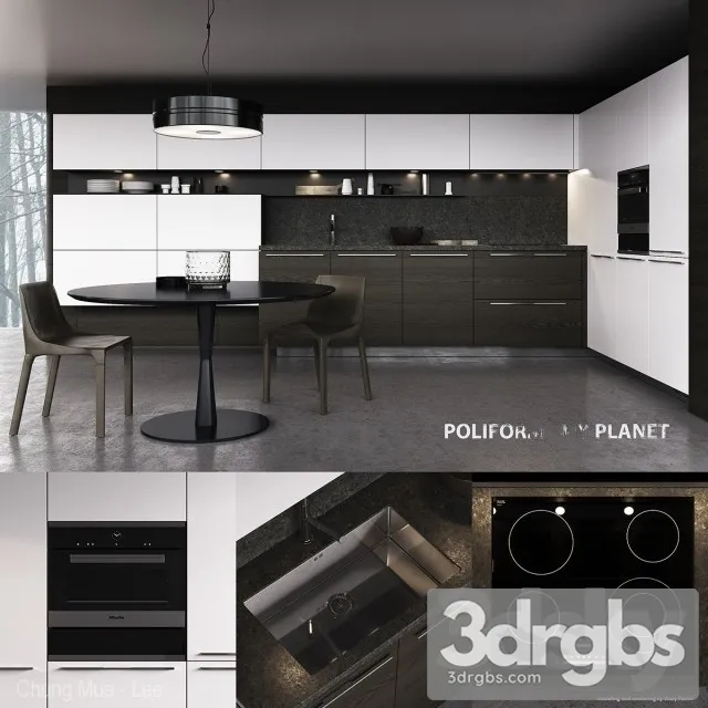 Polifrom Moderm Kitchen Cabinet 3D Model Free