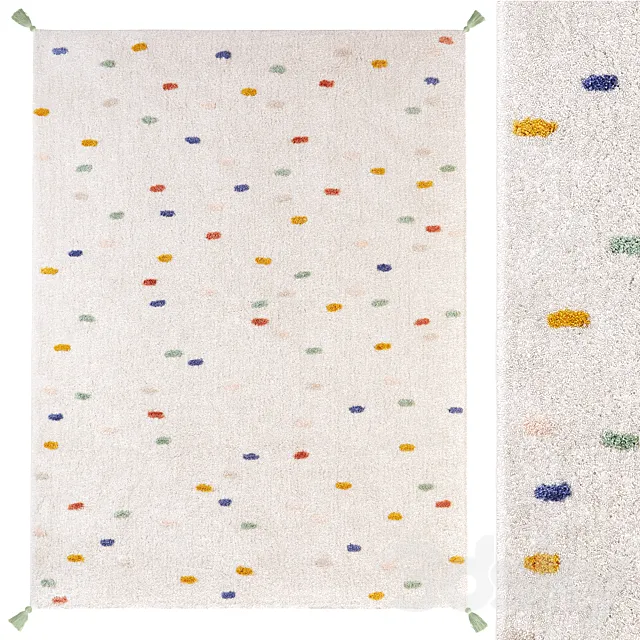 Polka dot carpet with pompoms Zara Home Colored Polka Dot Pompom 3D Model