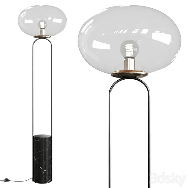 Polo black marble floor lamp by CB2 3D Model