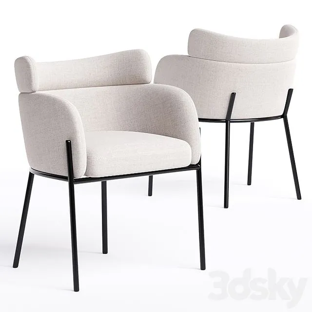 polsterstuhl sandbeige schwarzes 3D Model