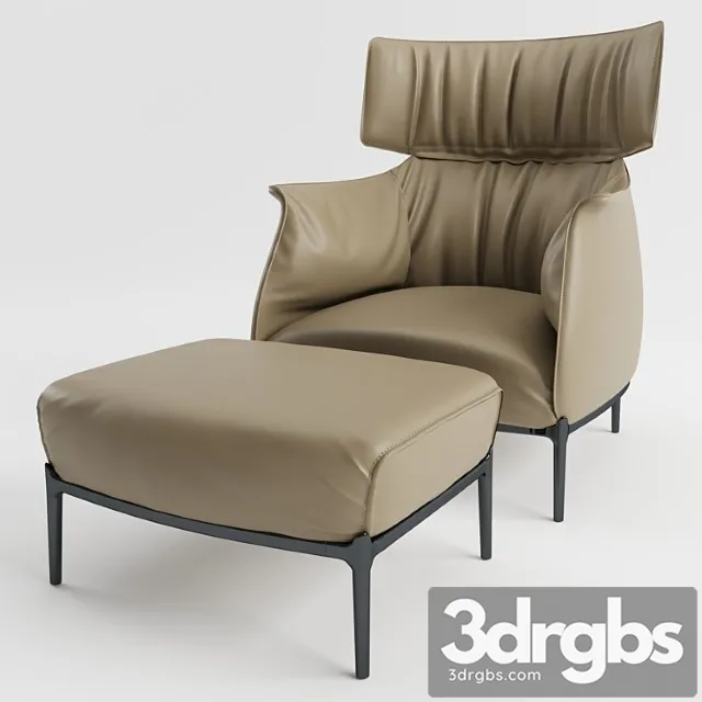 Poltrona frau archibald king & pouf 3D Model Free