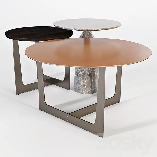 Poltrona Frau: Coffee Tables - Ilary Set 03 3D Model