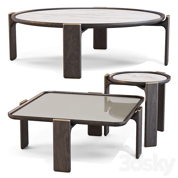 Poltrona Frau: DUO - Coffee and Side Tables Set 01 3D Model Free