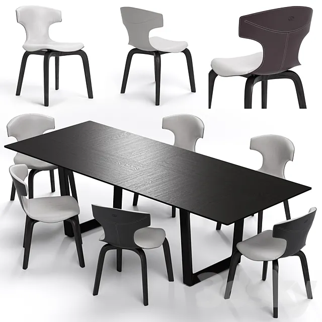 Poltrona Frau Montera Chair and Bolero table 3DModel