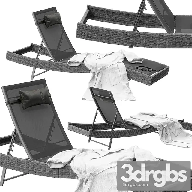 Polyrattan sonnenliege delphine grau 2 3D Model Free