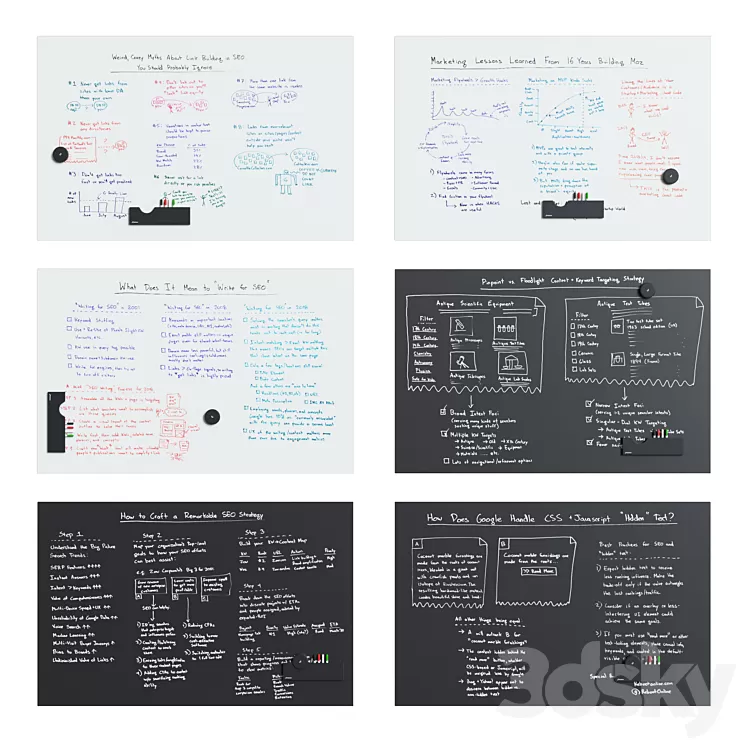 PolyVision - WhiteBoard & BlackBoard Sans Serif Flow Set1 3D Model