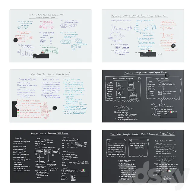 PolyVision - WhiteBoard & BlackBoard Sans Serif Flow Set1 3D Model