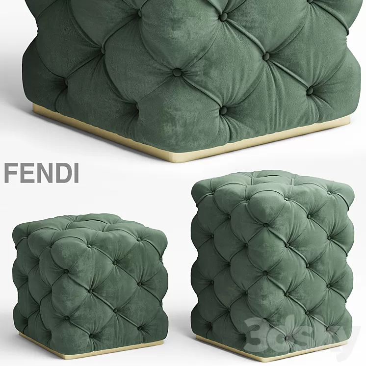 Poof fendi Kubus Ottoman 3D Model