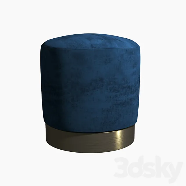 Poof Osman Blue velor 46 Cm 3DModel