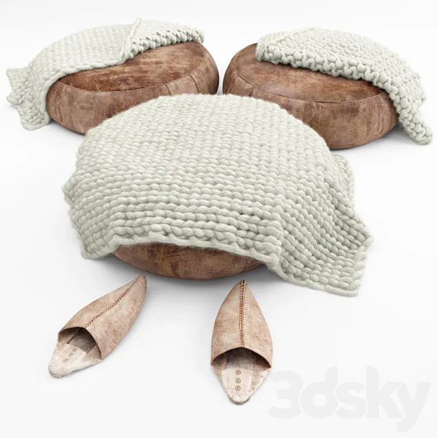 Poof slippers rugs-rugs wraps 3D Model