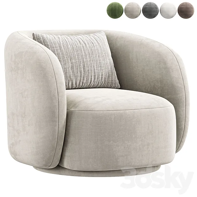 Poole Swivel Lounge Chair By Poly Bark 3D Model