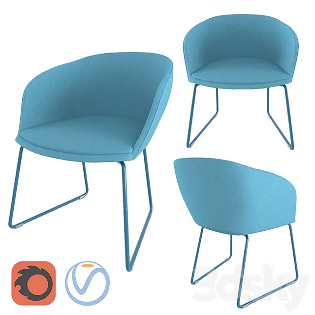 Poppin Pitch Sled Chair 3D Model