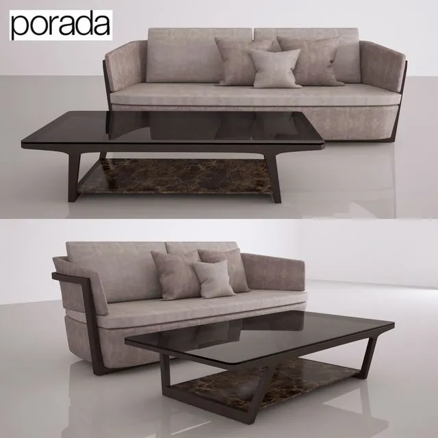 Porada Arena Sofa Sofa 224 and table 150 Script 3D Model