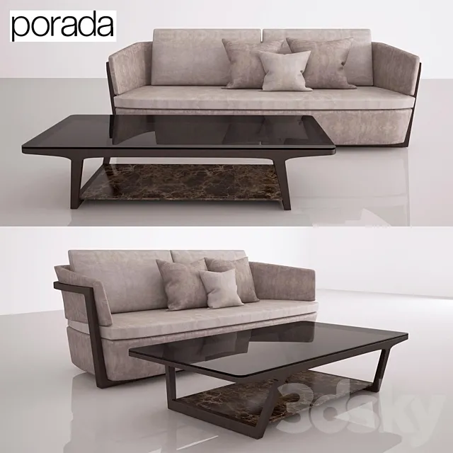 Porada Arena Sofa Sofa 224 and table 150 Script 3DModel