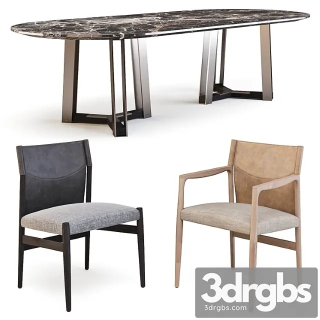 Porada Dining Set Table Shibumi Ovale And Chairs Sveva 3D Model Free