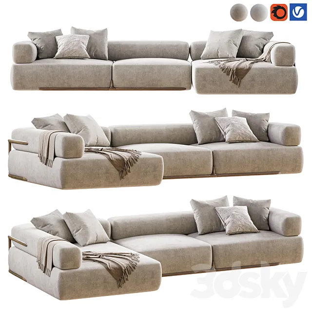 Porada Klem Lshaped Sofa 3D Model