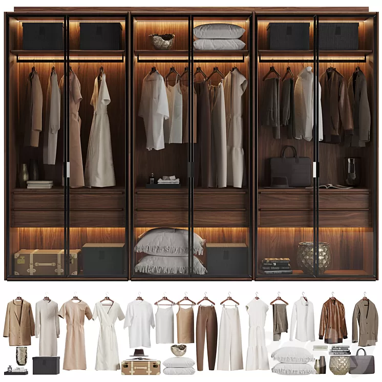 Porada My Suite Glass Doors Wardrobe 3D Model Free
