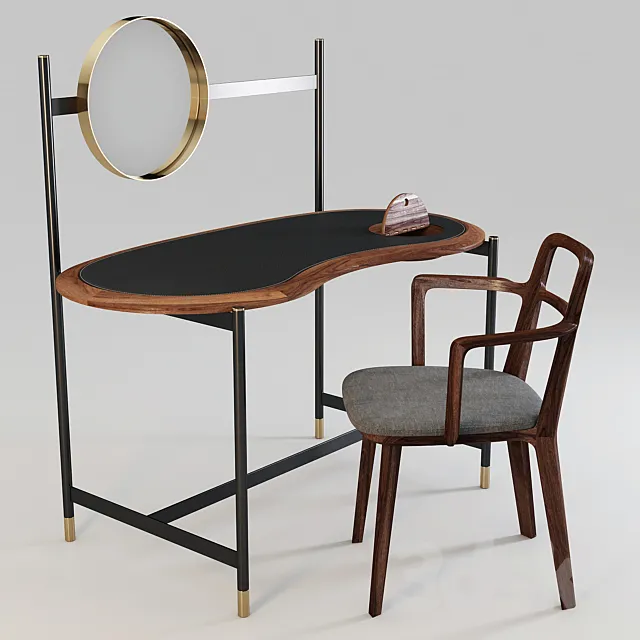 Porada: Writing Desk _ Dressing Table - Ninfea and Chair - Rosita 3D Model