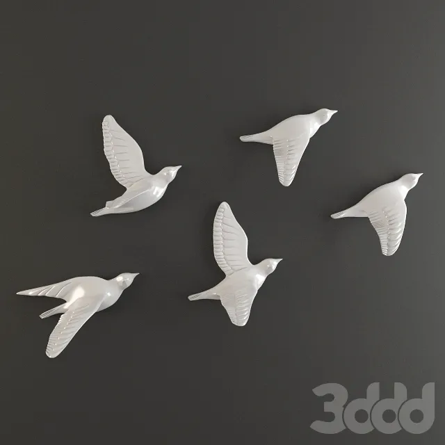 porcelain birds wall decor 3D Model