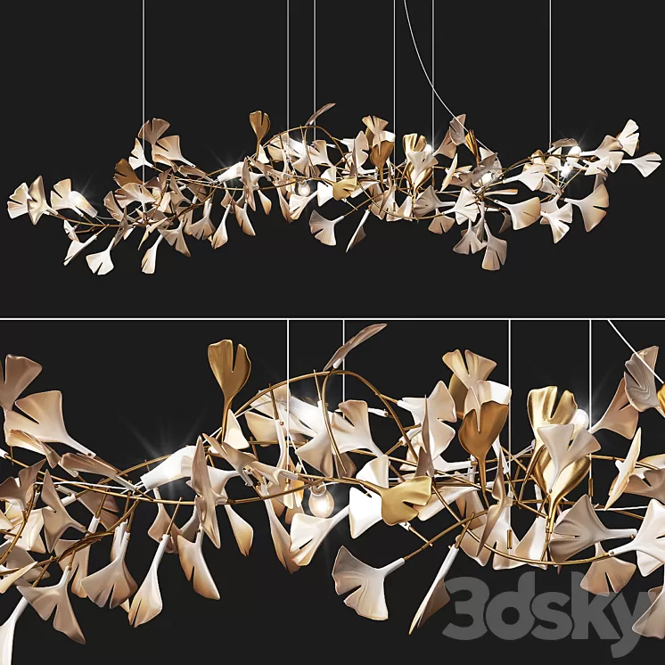 Porcelain Chandelier Ginkgo Bespoke 3D Model
