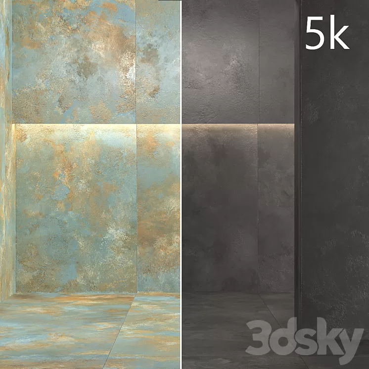 Porcelain tile Laminam OSSIDO VERDERAME NERO. 3000×1000 mm. 3D Model Free Download