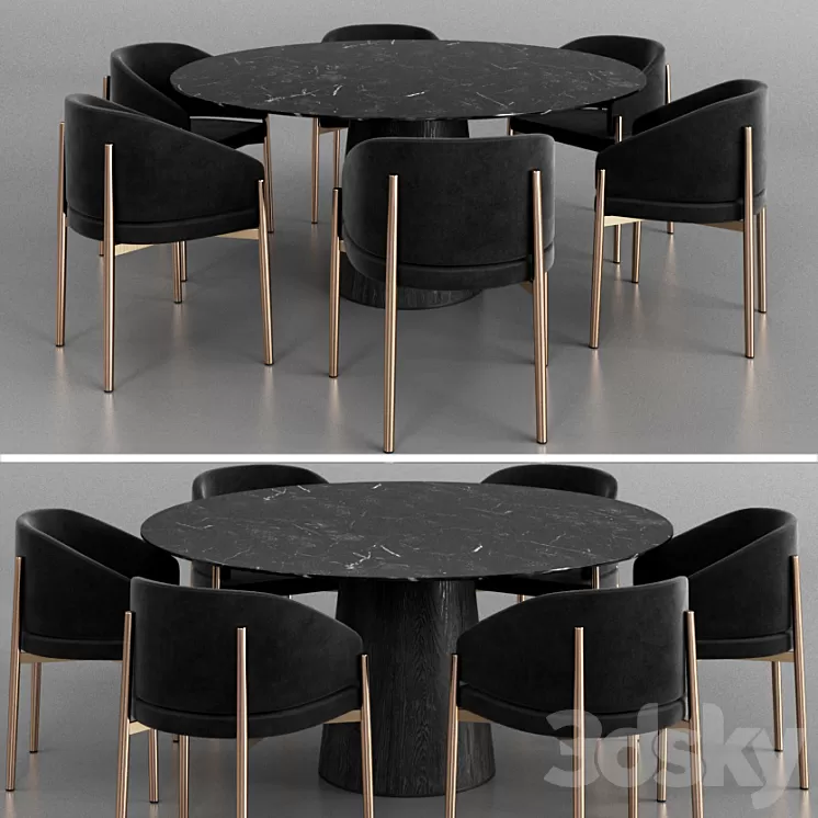 Porro Frank armchair and Materic table 2 3D Model