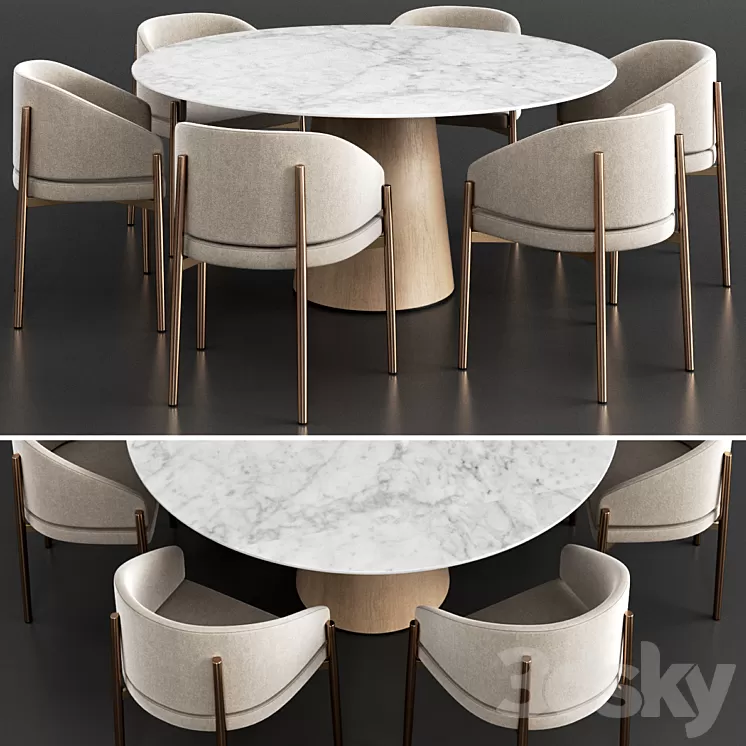 Porro Frank armchair and Materic table 3D Model