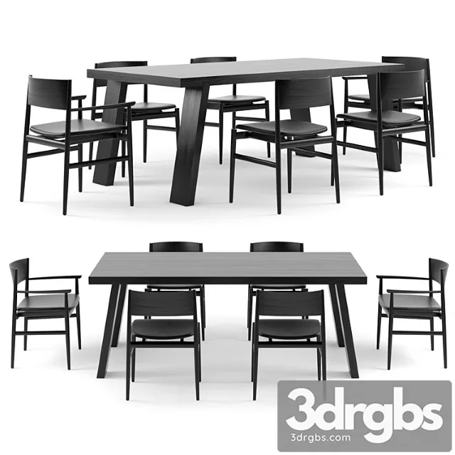 Porro minimo light table and neve chairs 2 3D Model Free